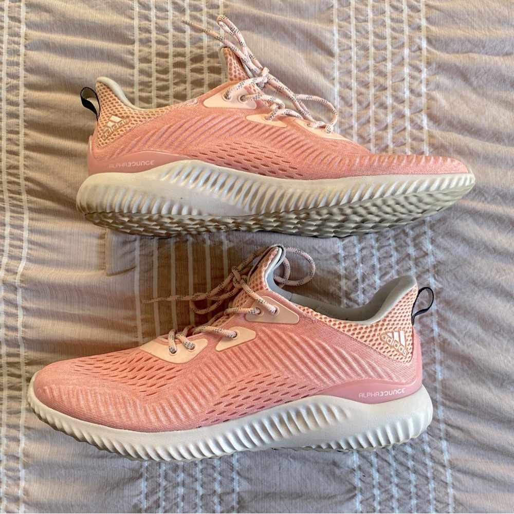Adidas Alphabounce Womens EM Pink White Size 10 Athletic Sneakers Shoes BW1195